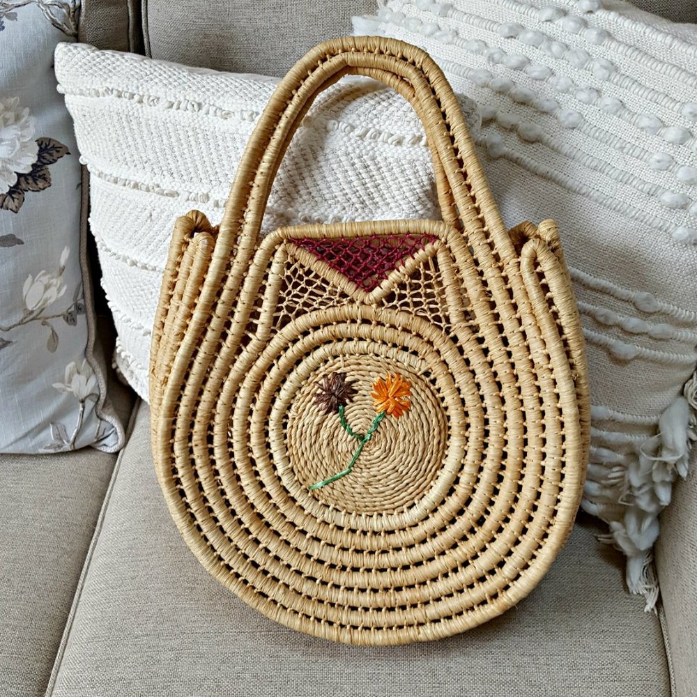 NWOT! BOHO Tote WOVEN HANDBAG - Picture 5 of 7